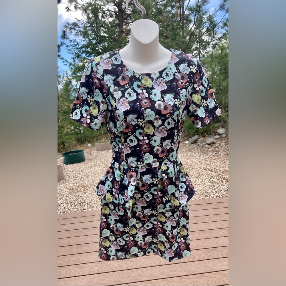 H&M Floral Mini Peplum Dress